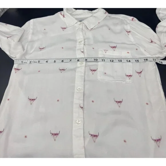 Rails Rosci Indio Bull Skull Long Sleeve Womens Button Down Top S Western Casual - Picture 7 of 10
